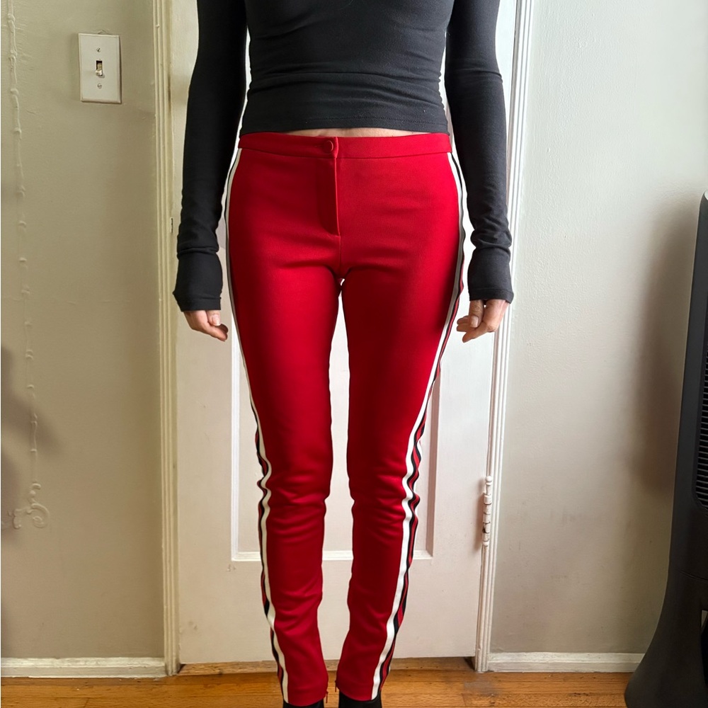 GUCCI NWT Sylvie Web Red Track Pants with stirrups Navy and White Stripes